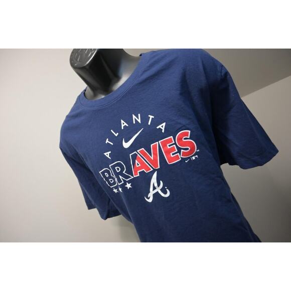 Nike Gym Shirt Athletic MLB Atlanta Braves Blue Blue Short Sleeve Mens Sz 2XL - Picture 2 of 7